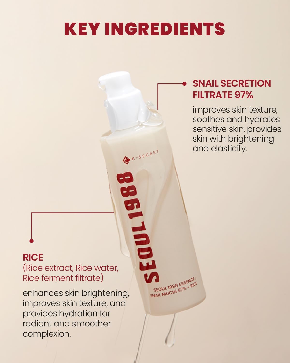 K secret Seoul 1988 Essence : Snail mucin 97% + Rice