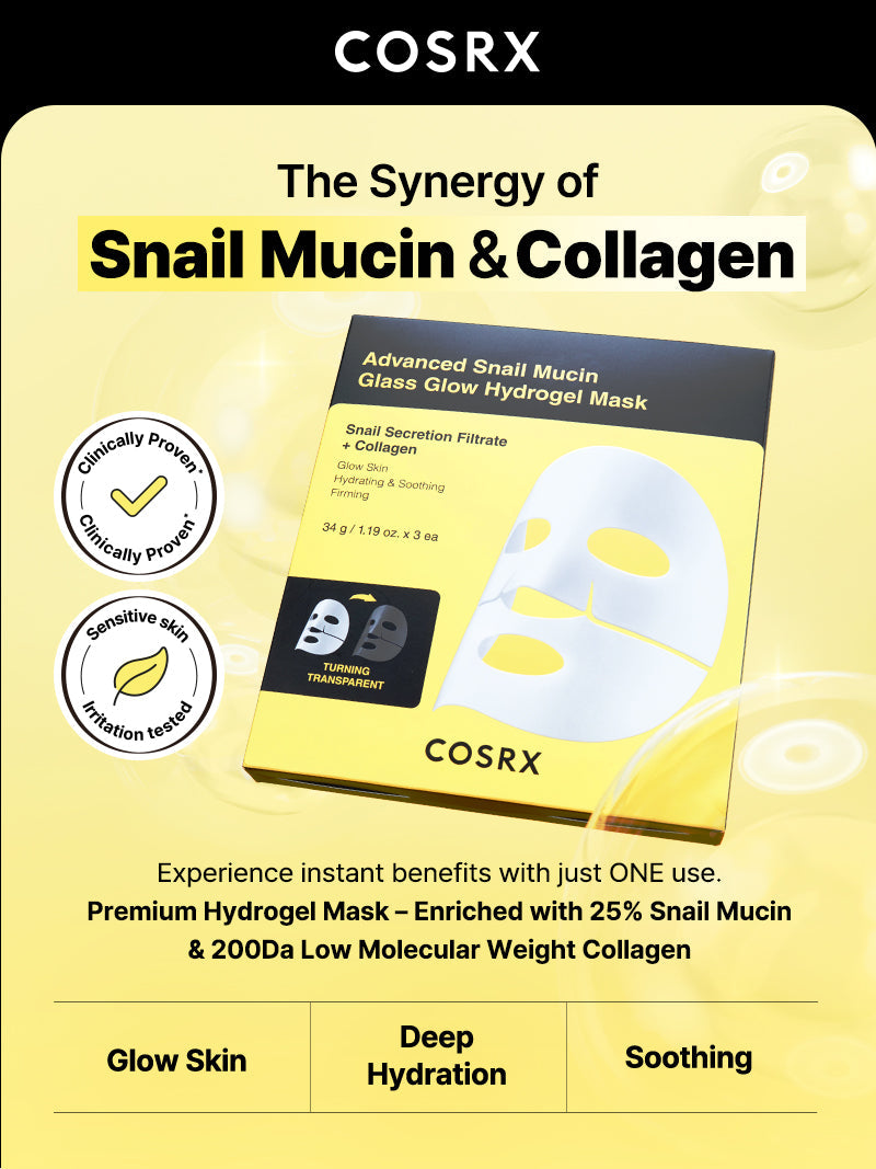 Cosrx Advanced snail mucin glass glow hydrogel mask