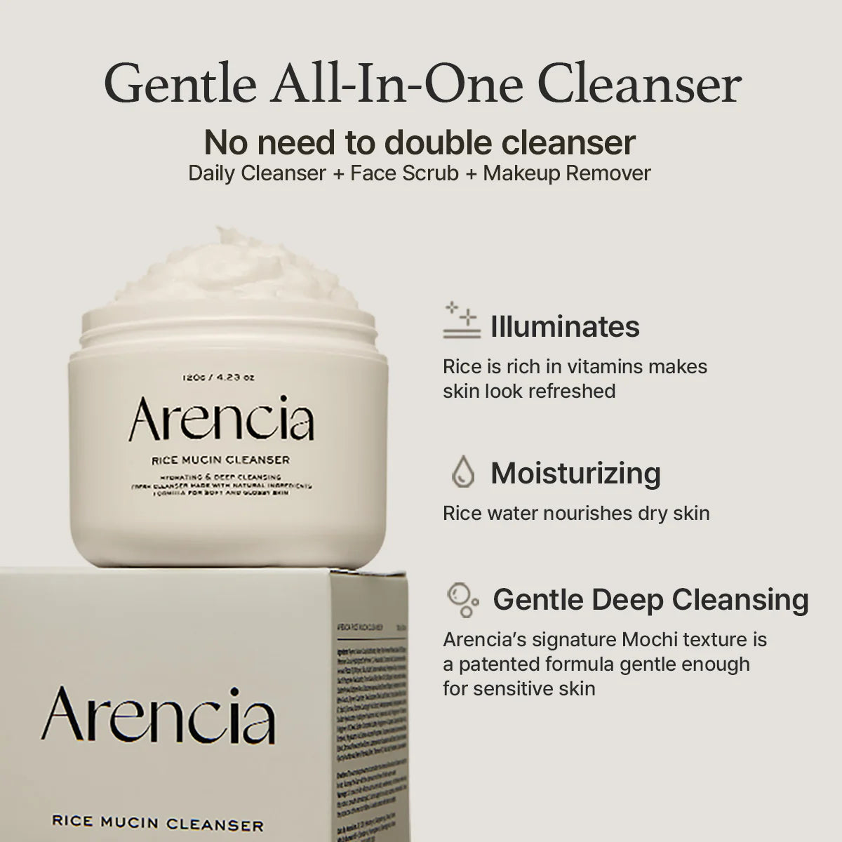 Arencia Rice Mucin Cleanser 120g