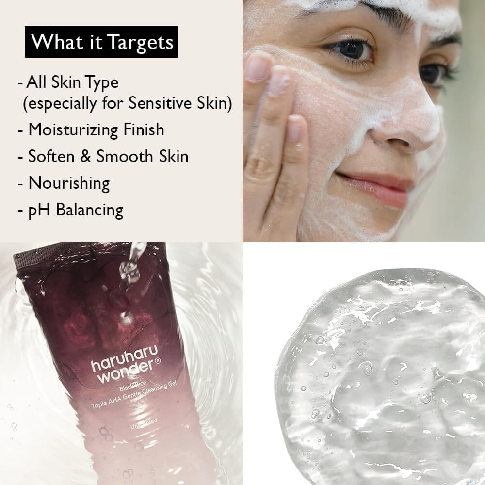 Haruharu WONDER® Black Rice Triple AHA Gentle Cleansing Gel Unscented – 100ml