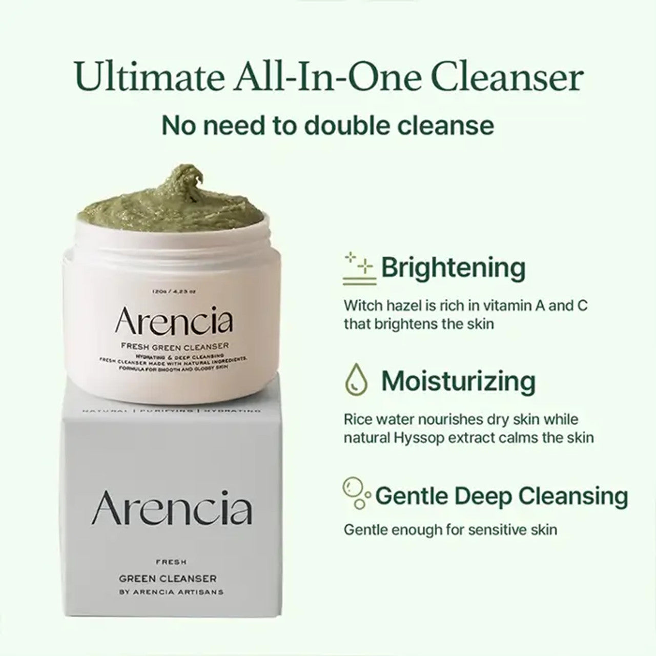 Arencia Fresh Green Rice Mochi Cleanser – 120 g