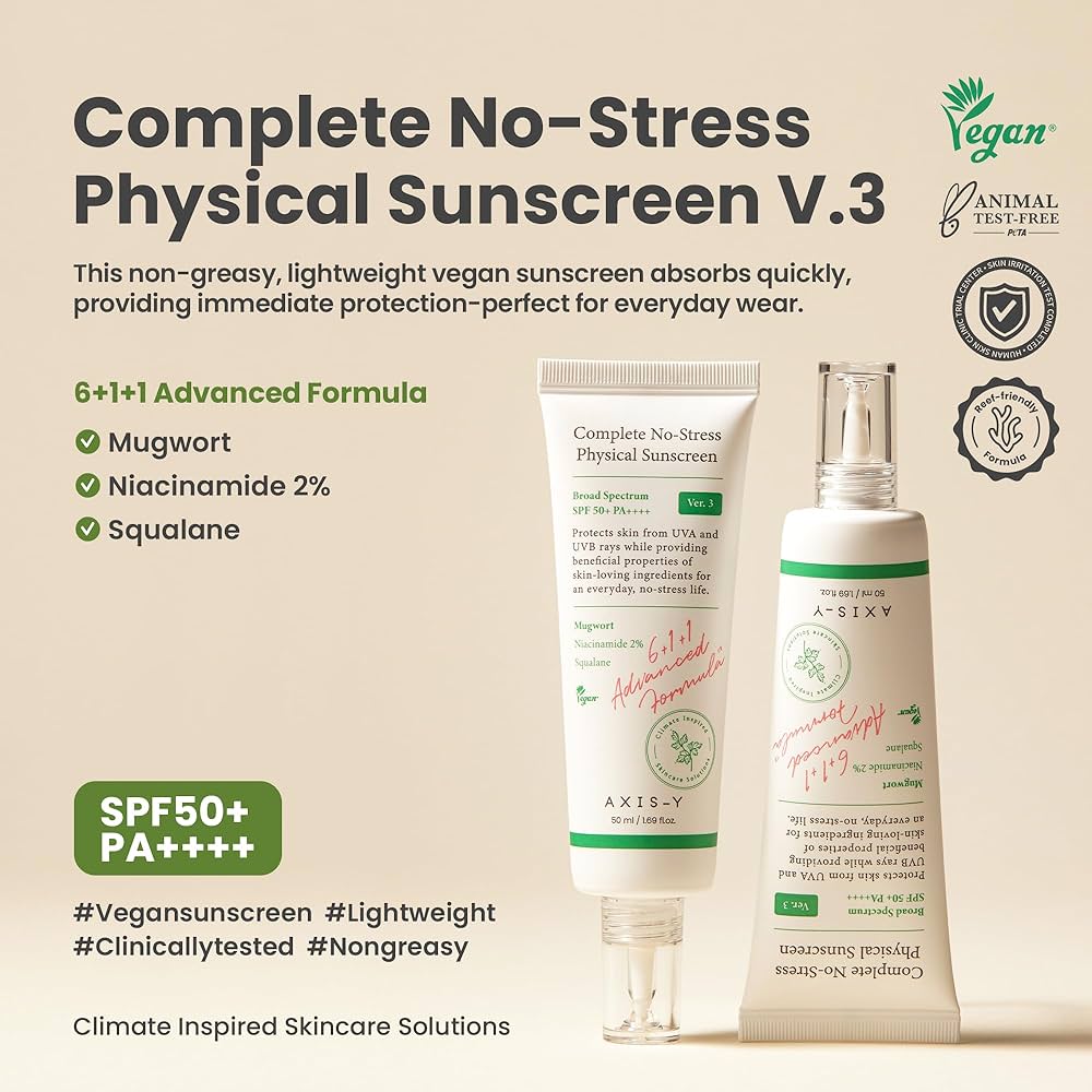 AXIS-Y Complete No-Stress Physical Sunscreen SPF50+ PA++++ – 50ml